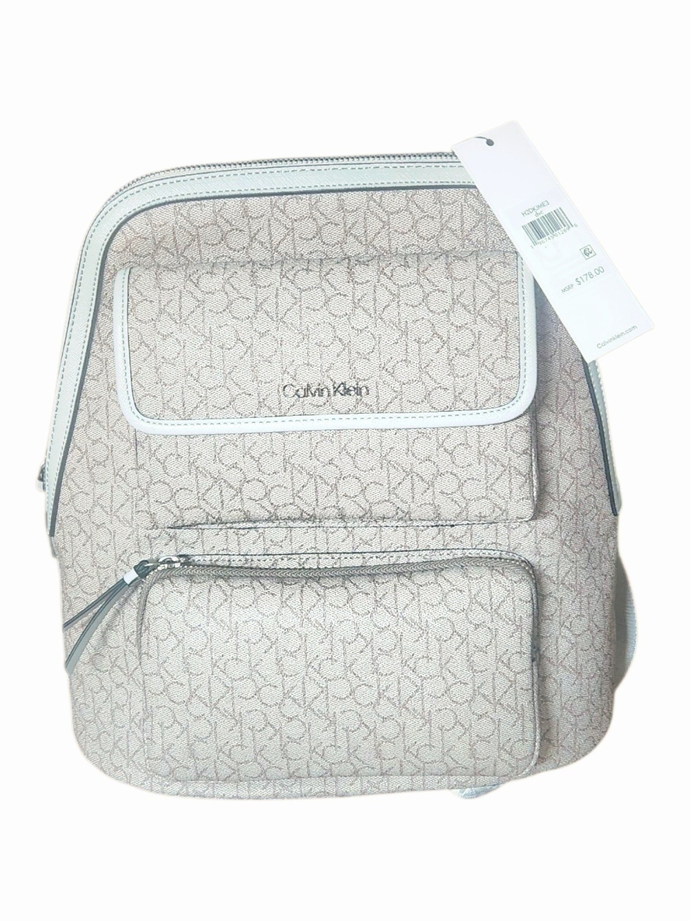Calvin Klein NWT Monogram Backpack in Light Beige/White